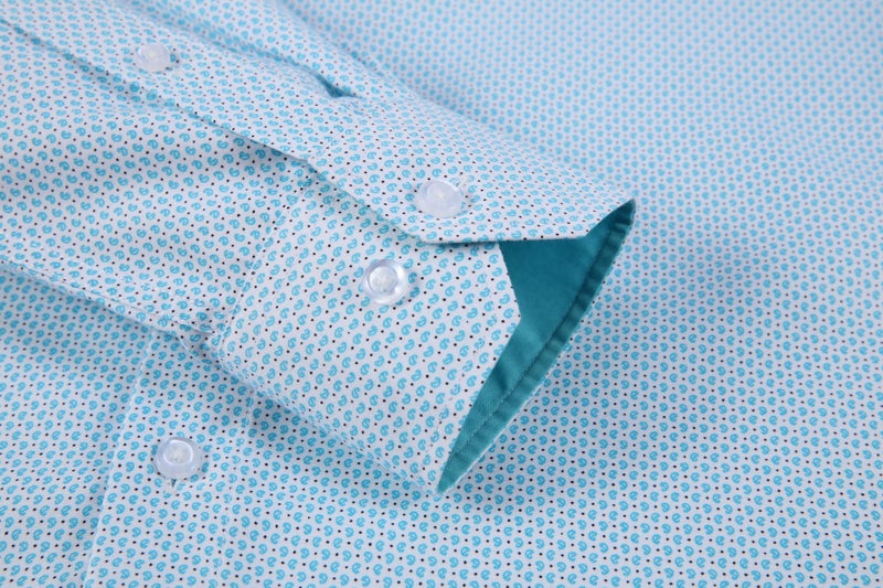 Alex Vando Mens Printed Dress Shirts Long Sleeve Regular Fit Button Down Shirt,Turquoise1670,L - Image 5