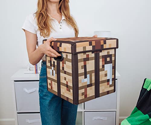 Minecraft Crafting Table 13-Inch Storage Bin Chest With Lid | Foldable Fabric Basket Container, Cube Organizer With Handles, Cubby For Shelves, Closet | Home Decor Essentials, Video Game Gifts - Image 4