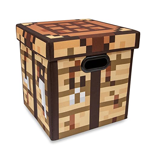 Minecraft Crafting Table 13-Inch Storage Bin Chest With Lid | Foldable Fabric Basket Container, Cube Organizer With Handles, Cubby For Shelves, Closet | Home Decor Essentials, Video Game Gifts - Image 2