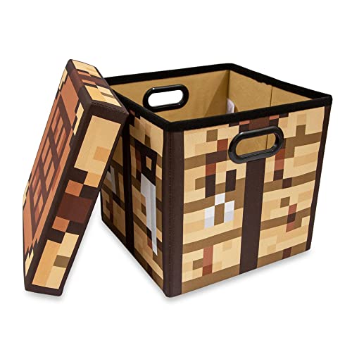 Minecraft Crafting Table 13-Inch Storage Bin Chest With Lid | Foldable Fabric Basket Container, Cube Organizer With Handles, Cubby For Shelves, Closet | Home Decor Essentials, Video Game Gifts - Image 3