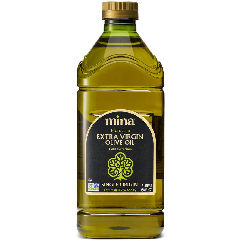 Mina Olive Oil Extra Virgin 68 Fl Oz, New Harvest, Polyphenol Rich Moroccan Extra Virgin Olive Oil, Single Origin, Early Harvest, Cold Extraction, Less than 0.2% Acidity, 2 L - Image 1