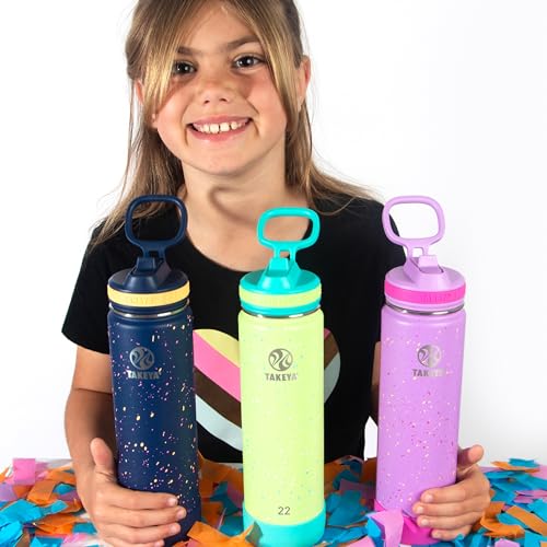 Takeya Actives Water Bottle with Straw Lid - Bottle with Double Stainless Steel Insulation - Dishwasher Safe & BPA-Free - Bottle with Straw Lid & Removable Bumper - 22 oz, Purple Love - Image 4