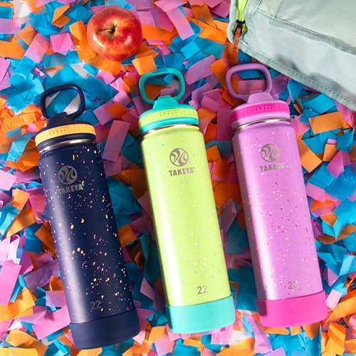Takeya Actives Water Bottle with Straw Lid - Bottle with Double Stainless Steel Insulation - Dishwasher Safe & BPA-Free - Bottle with Straw Lid & Removable Bumper - 22 oz, Purple Love - Image 5