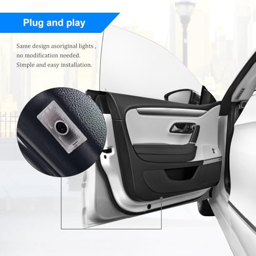JUNMEI 2PCS LED Car Door Logo Projector Lights for 300 300C 300S 2005-present Ghost Shadow Light Laser Courtesy Step Lights Puddle Lamp Accessories (White) - Image 4