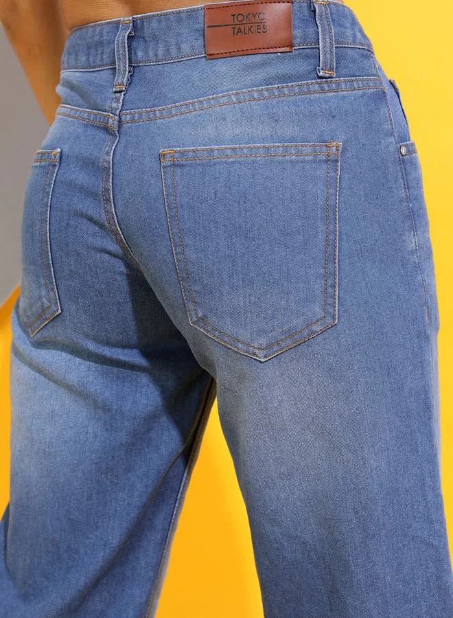 طوكيو توكيز High Rise Light Fade Flared Jeans by Styli