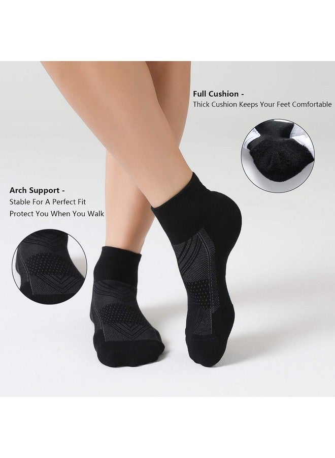 CS CELERSPORT CelerSport 6 Pack Women's Ankle Socks with Cushion, Sport Athletic Running Socks, 6 Pair Black, Medium - Image 4