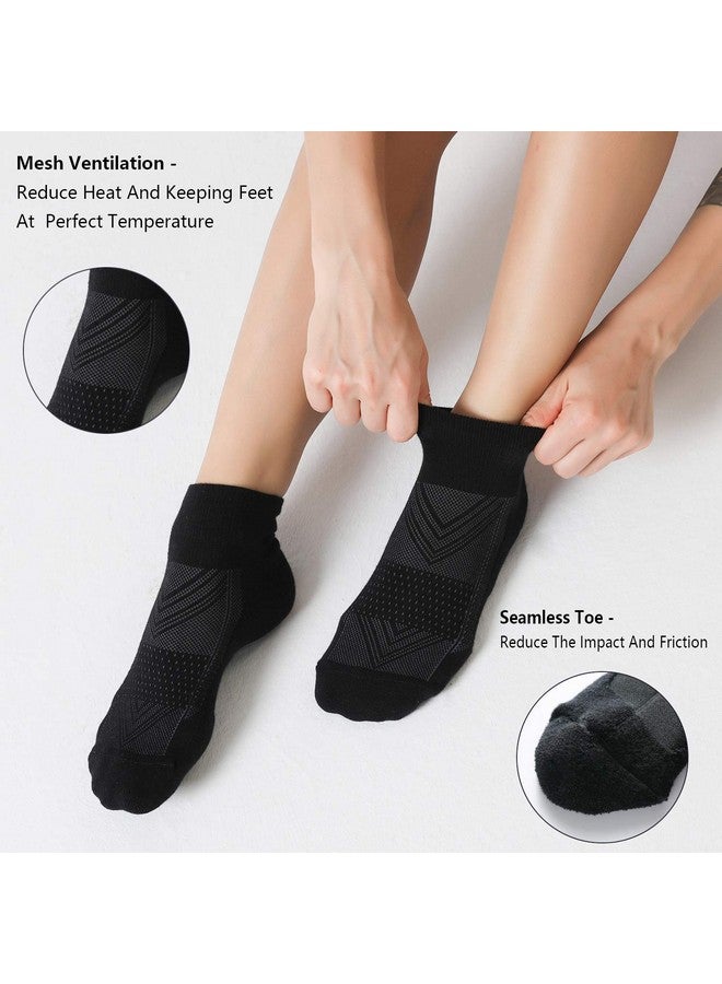 CS CELERSPORT CelerSport 6 Pack Women's Ankle Socks with Cushion, Sport Athletic Running Socks, 6 Pair Black, Medium - Image 3