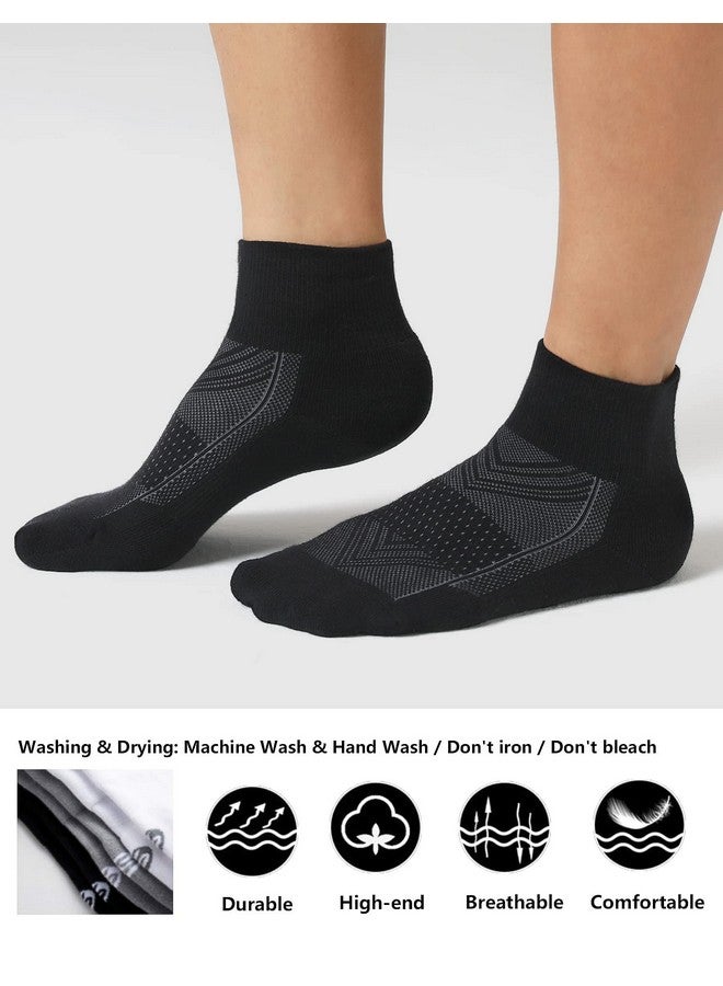 CS CELERSPORT CelerSport 6 Pack Women's Ankle Socks with Cushion, Sport Athletic Running Socks, 6 Pair Black, Medium - Image 2