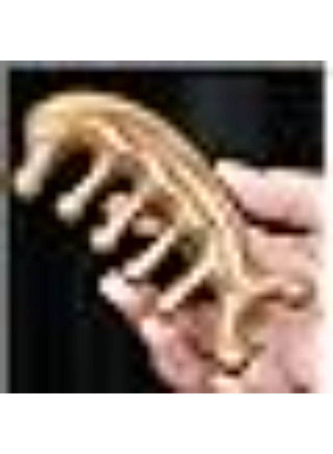 مشط خشبي لتدليك فروة الراس - مشط غوا شا باسنان عريضة من خشب الصندل الطبيعي - اداة تدليك يدوية للراس للعين والانف والوجه والرقبة والظهر والقدم والساقين (مقاس M) - Image 1