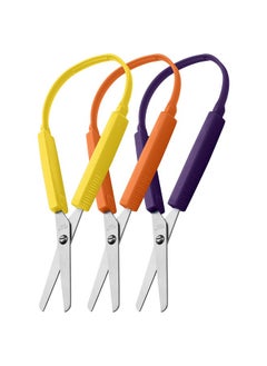 Loop Scissors For Teens And Adults 8 Inches (3 Pack) Colorful Looped Adaptive Design Right And Lefty Support Small Easy Open Squeeze Handles Supports Elderly And Special Needs