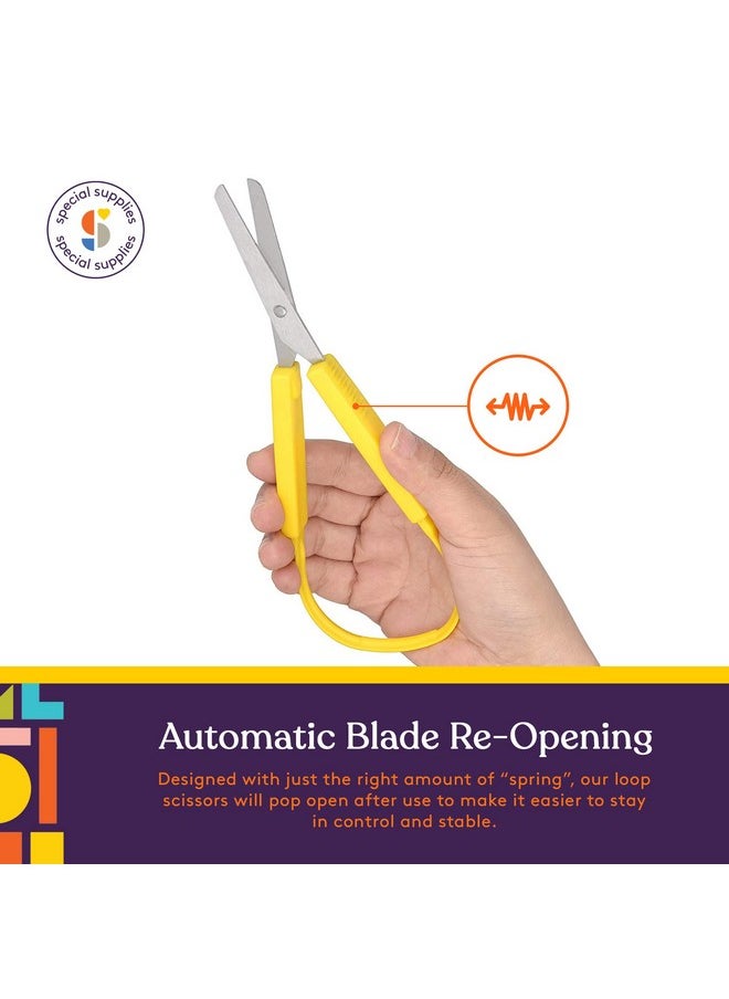 Special Supplies - Loop Scissors For Teens And Adults 8 Inches (3 Pack) Colorful Looped Adaptive Design Right And Lefty Support Small Easy Open Squeeze Handles Supports Elderly And Special Needs - Image 1