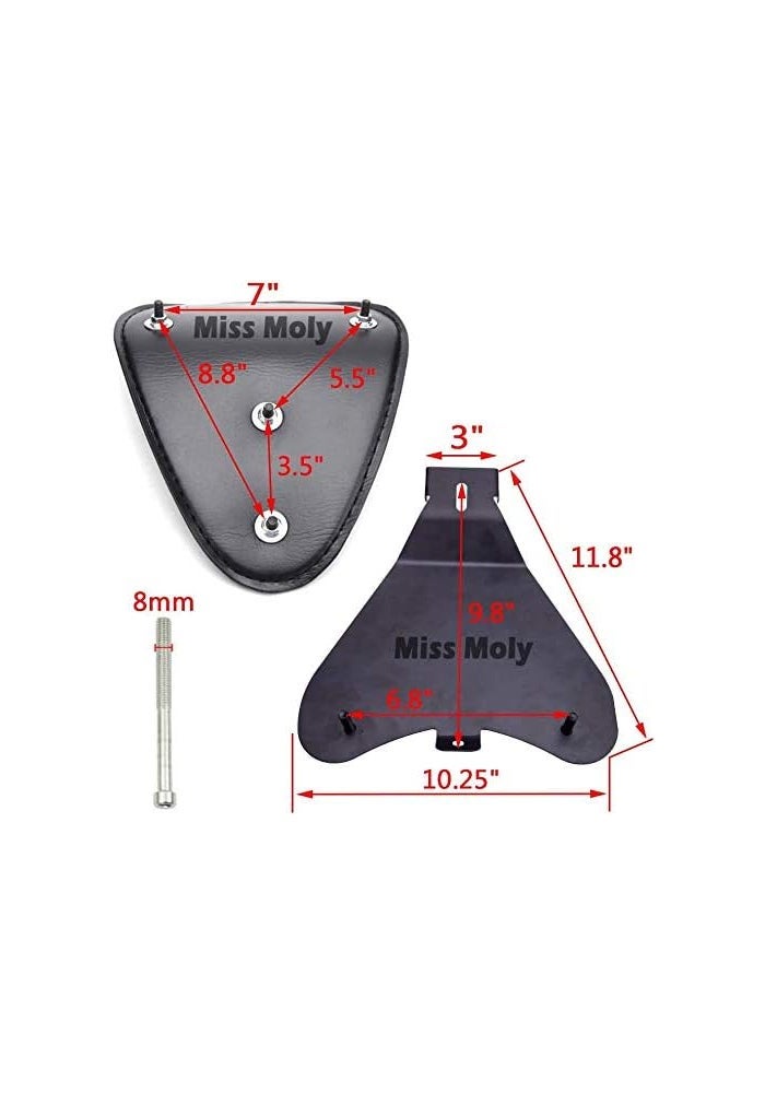 MISS MOLY Black Leather Motorcycle Rivet Bobber Solo Seat Spring Base Plate Bracket Kit for Harley Sportster XL 883 1200 48 - Image 5