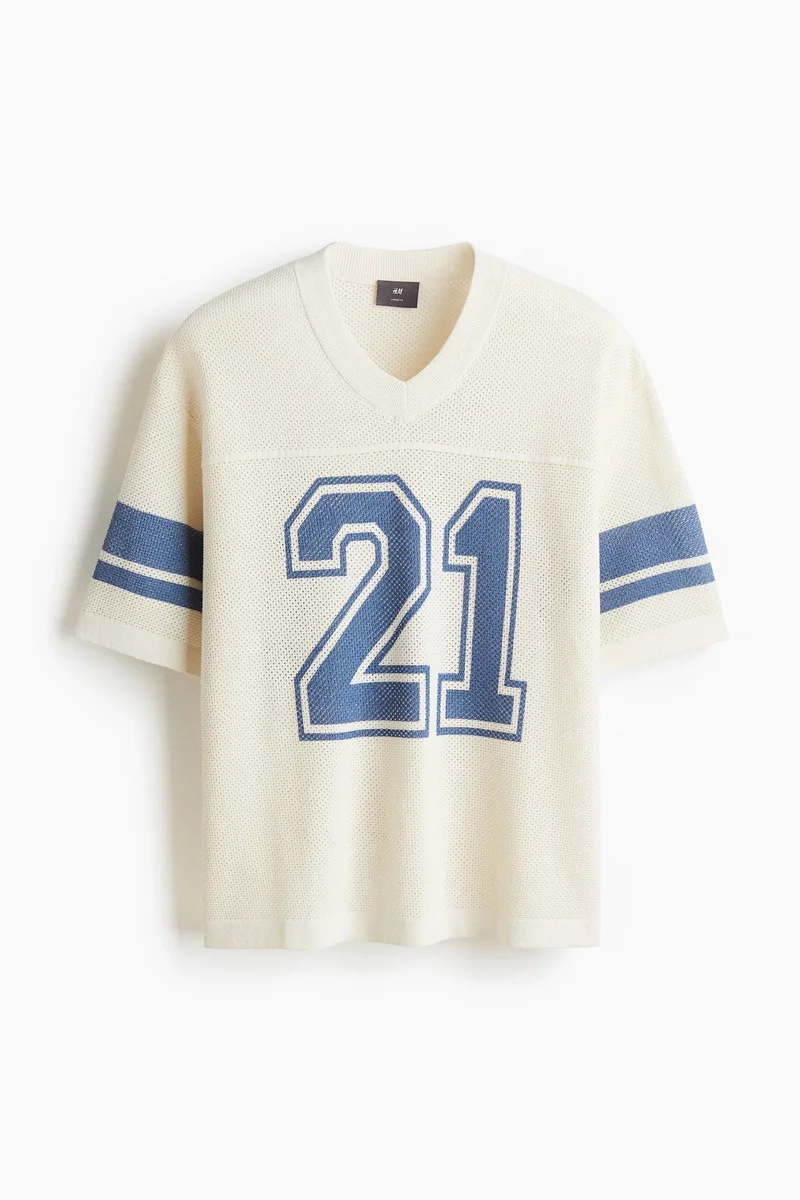 H&M  Loose Fit Hole-knit T-shirt for Men | Best Price UAE