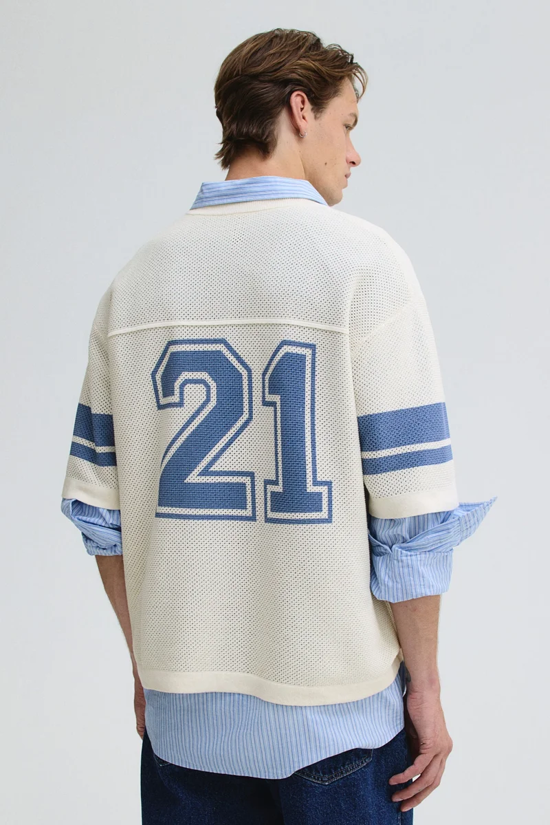 H&M  Loose Fit Hole-knit T-shirt for Men | Best Price UAE