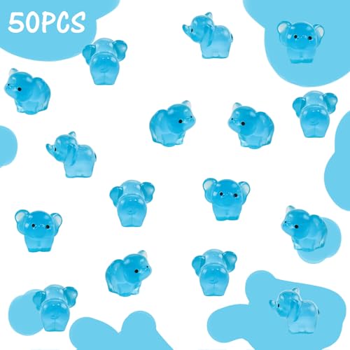 HOMICO 50 Pieces Mini Blue Elephant Animals Luminous Tiny Resin Animals Mini Elephants for Dollhouse Micro Fairy Garden Landscape Aquarium Elephant Birthday Decorations - Image 5