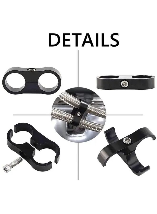 Universal An4 An6 An8 An10 Black Aluminum Hose Separator Clamp Kit 1pc For Dual Oil Fuel Water Hose - Image 4