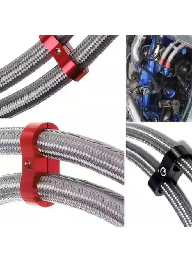 Universal An4 An6 An8 An10 Black Aluminum Hose Separator Clamp Kit 1pc For Dual Oil Fuel Water Hose - Image 2