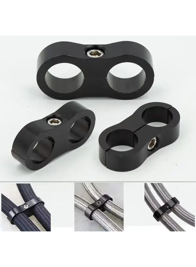 Universal An4 An6 An8 An10 Black Aluminum Hose Separator Clamp Kit 1pc For Dual Oil Fuel Water Hose - Image 1