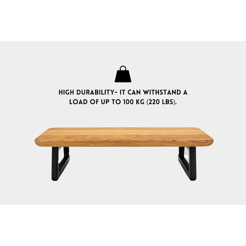 Carpentray carpentray Wooden Computer Monitor Stand Monitor Riser Desk Shelf Desktop Stand TV Laptop Riser with Keyboard Storage Desk Natiral Top  - Image 3