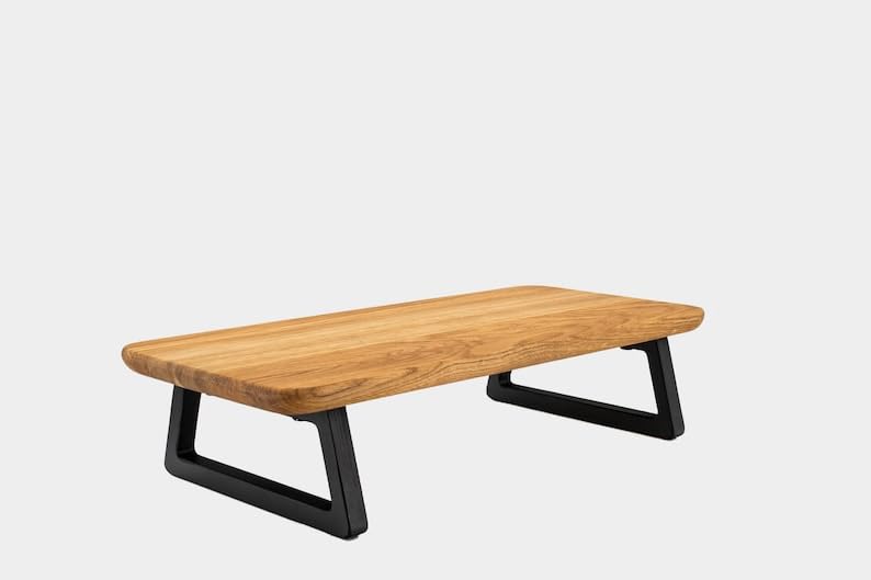 Carpentray carpentray Wooden Computer Monitor Stand Monitor Riser Desk Shelf Desktop Stand TV Laptop Riser with Keyboard Storage Desk Natiral Top  - Image 4