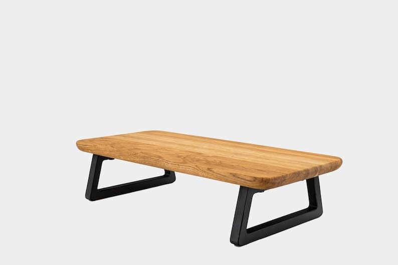 Carpentray carpentray Wooden Computer Monitor Stand Monitor Riser Desk Shelf Desktop Stand TV Laptop Riser with Keyboard Storage Desk Natiral Top  - Image 5