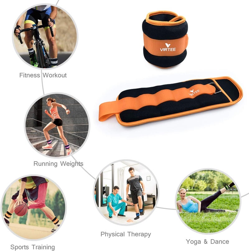 Virtee Ankle/Wrist Weights for Women, Men, Kids - Arm Leg Weights Set with Adjustable Strap - Running, Jogging, Gymnastic, Physical Therapy, Fitness - Choice of 1 lb 2 lbs 3 lbs 4 lbs 6 lbs 8 lbs 10 lbs - Image 3