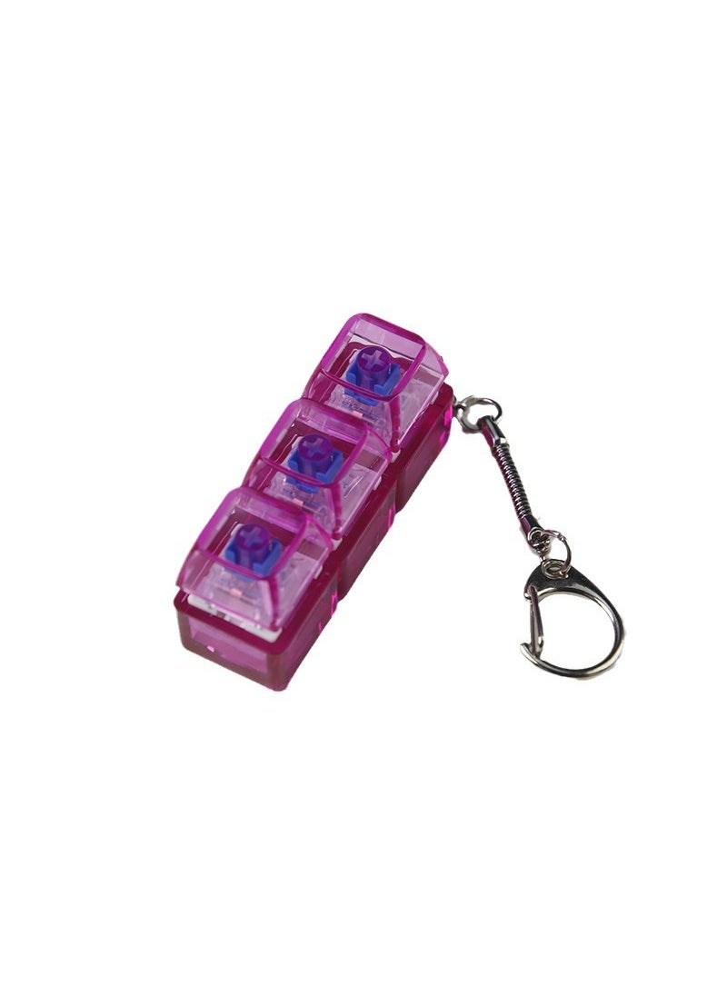 Generic PC fully transparent material decompression shaft tester press sound crisp 2 holes 3 holes 4 holes key chain with light transparent cap 3-hole purple transparent with light * 1 