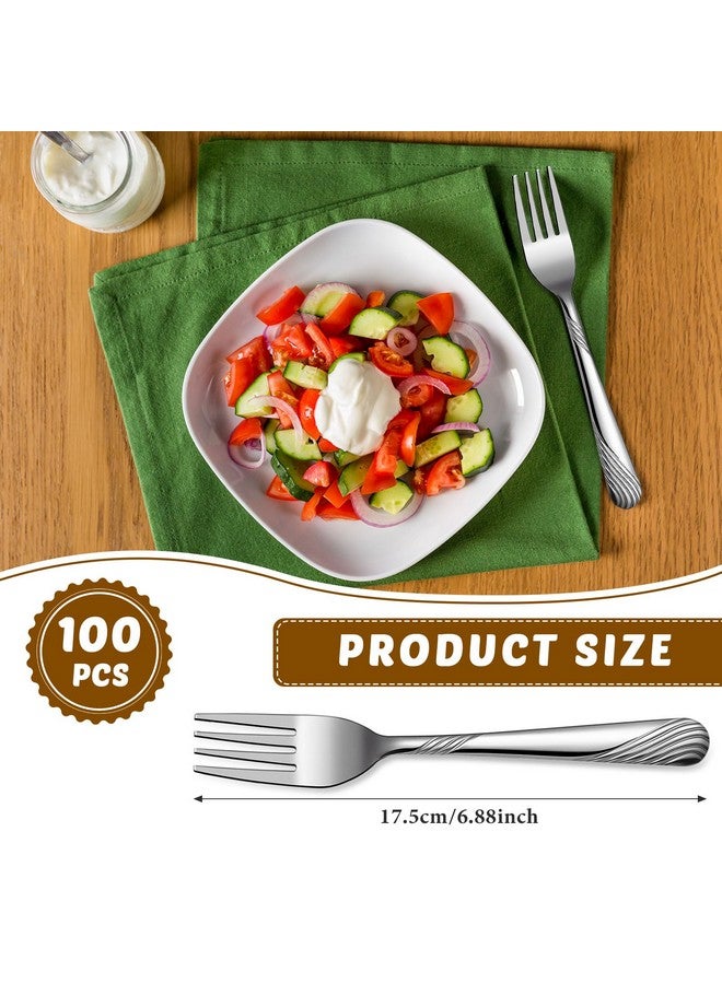 Minatee 100 Pcs Dinner Forks Bulk Set 6.9 Inches Stainless Steel Forks Silverware Flatware Fork Salad Forks Table Fork Mirror Polished for Home Kitchen Restaurant Eating Silverware Utensils - Image 2