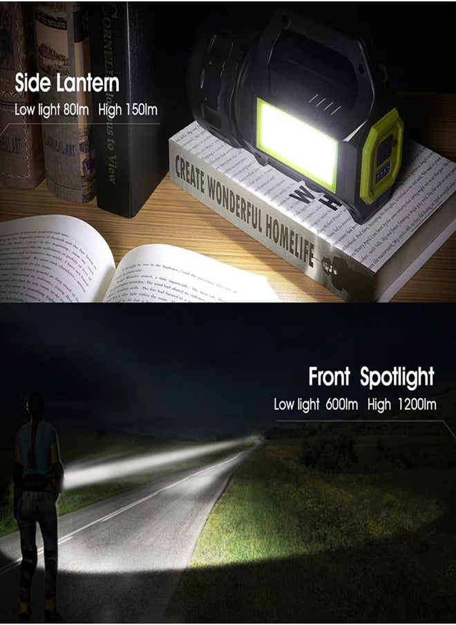 Solar & Rechargeable Camping Lantern,LED Spotlight Flashlight with High Lumen Outdoor Emergency Flashlights for Home,Hiking and Camping, USB Cable