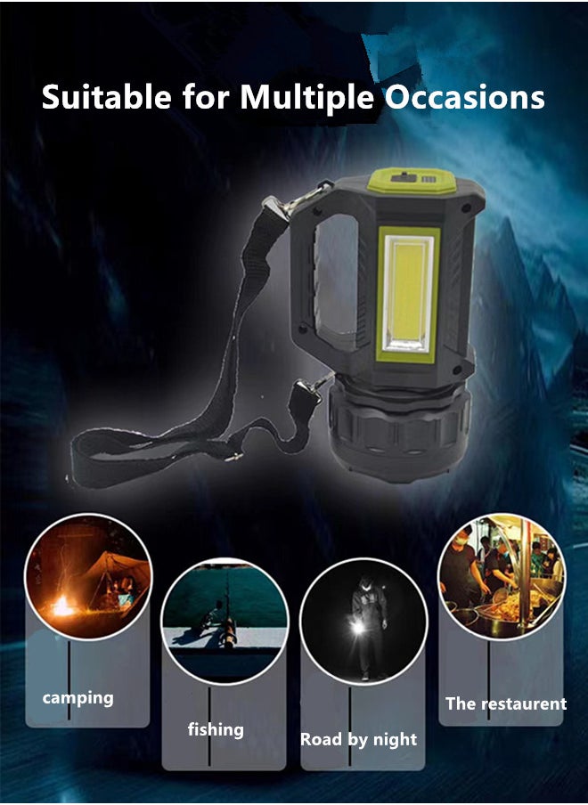 Solar & Rechargeable Camping Lantern,LED Spotlight Flashlight with High Lumen Outdoor Emergency Flashlights for Home,Hiking and Camping, USB Cable