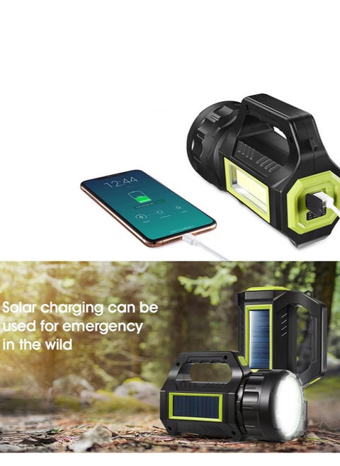 Solar & Rechargeable Camping Lantern,LED Spotlight Flashlight with High Lumen Outdoor Emergency Flashlights for Home,Hiking and Camping, USB Cable