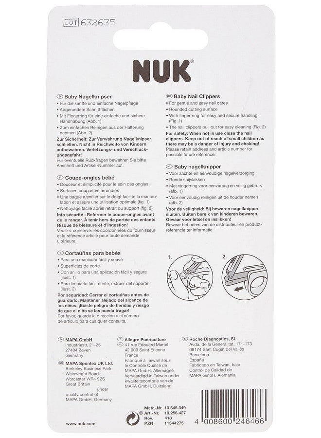 نوك مقص أظافر الأطفال NUK 10256427، يقص أظافر الأطفال الصغيرة بسهولة، آمن بفضل حلقة الإصبع من أجل ملاءمة آمنة وسطح قطع مستدير، رمادي - Image 2