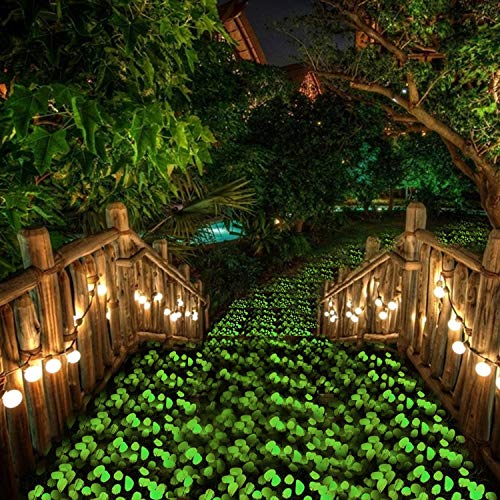 chic style 340 Pcs Glow in The Dark Garden Pebbles, Gardening Luminous Glow Stones Outdoor Decor Glowing Water Fish Tank Gravel (Green) - Image 1