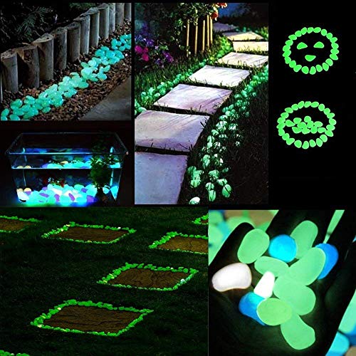 chic style 340 Pcs Glow in The Dark Garden Pebbles, Gardening Luminous Glow Stones Outdoor Decor Glowing Water Fish Tank Gravel (Green) - Image 4
