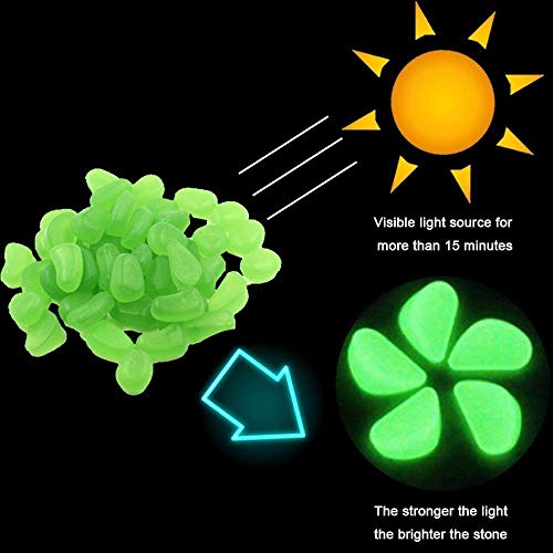 chic style 340 Pcs Glow in The Dark Garden Pebbles, Gardening Luminous Glow Stones Outdoor Decor Glowing Water Fish Tank Gravel (Green) - Image 2