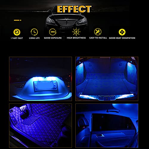 YM EBright EverBright T10 194 Led Bulb 168 912 W5W 2825 LED Bulb for Car Interior Lights Dome Map Light Trunk Door Light Dashboard Bulb License Plate Light Lamp 5050 Chips 5SMD DC 12V,Blue (Pack of 20) - Image 3