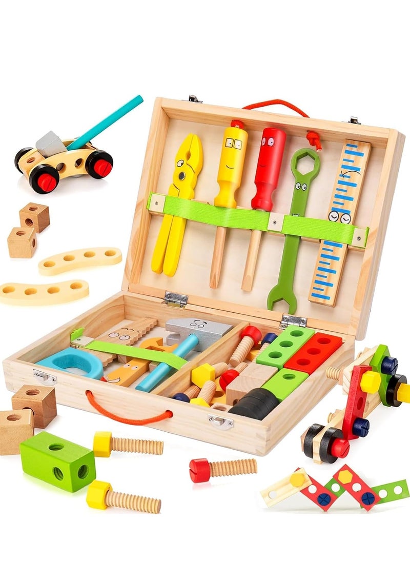Yoawllty Portable Simulation Toolbox Kit, Non-toxic Construction Role Play Woodworking Tools Toys, Pretend Play Tool Kits, Suitable for Family Gatherings, Indoor and Outdoor Activities  - Image 1