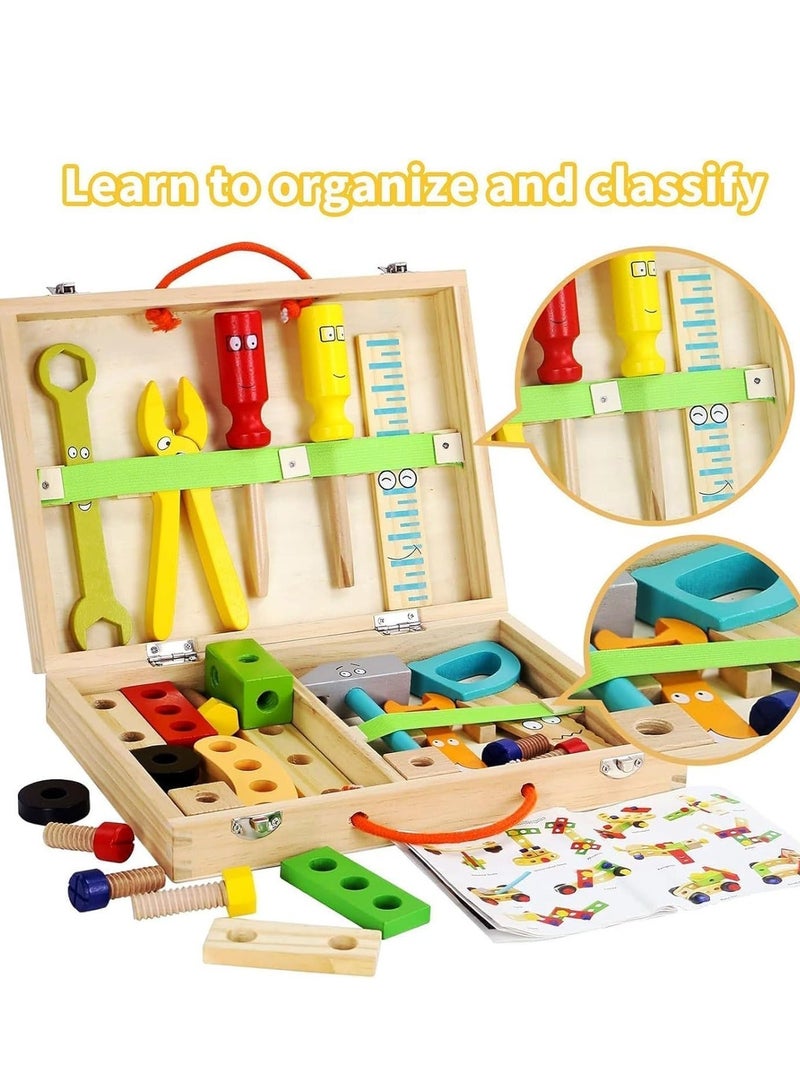 Yoawllty Portable Kids Woodworking Pretend Tool Kit, Simulation Construction Toy Set, Non-Toxic Safe Role Play Tools, Educational Learning Building Play Toys, Ideal for Family Gathering, Indoor & Outdoor Role-play Activities - Image 5