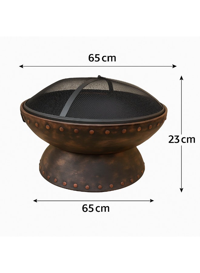 Classic Large Fire Pit with Metal Mesh Cover – Ideal for Outdoor Camping & BBQ - Image 4