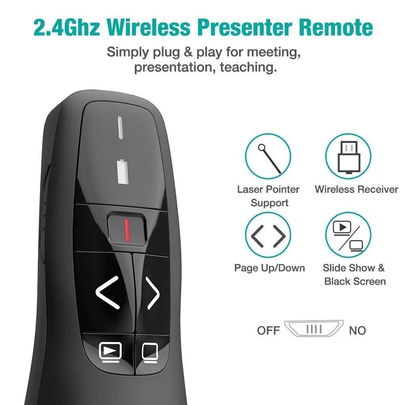 rts Slide Changer Wireless Laser Presenter Presentation Remote Clicker Laser Pointer PowerPoint Clicker PPT, Clicker Controller with Clip for PowerPoint USB Presentation Remote, 2.4GHz for Mac/Laptop/Computer/Keynote/PC/PPT - Image 5