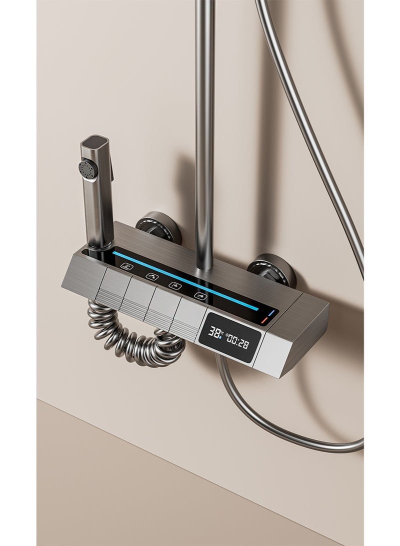 HaLunhi Shower System with Digital Temperature Display, Shower Faucet Set with 12 Inch Rain Shower Head and Handheld Shower Head Fixtures, Wall Mounted Rainfall Shower Fixtures with Piano Keys (12 Inch Gray) - Image 3