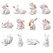 HYSTYLE 12 Pcs Cute Animal Rabbit Miniature Animal Figures Mini Bunny Figurines Rabbit Cake Cupcake Toppers Fairy Garden Decoration - Image 3