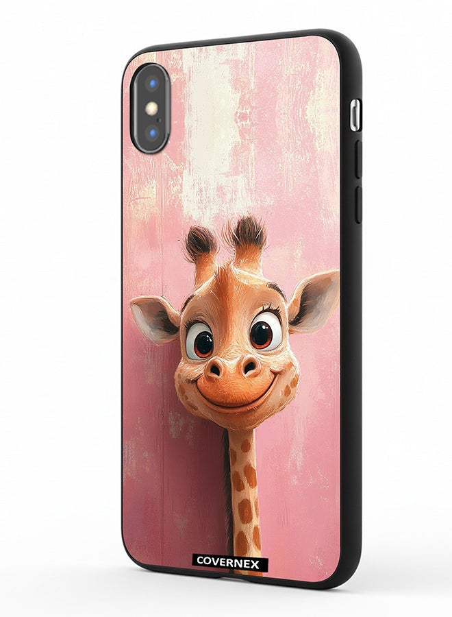 Covernex Apple iPhone Xs Max Protective Case Cover Printed Featuring Sweet Giraffe Close Up Art - Image 1