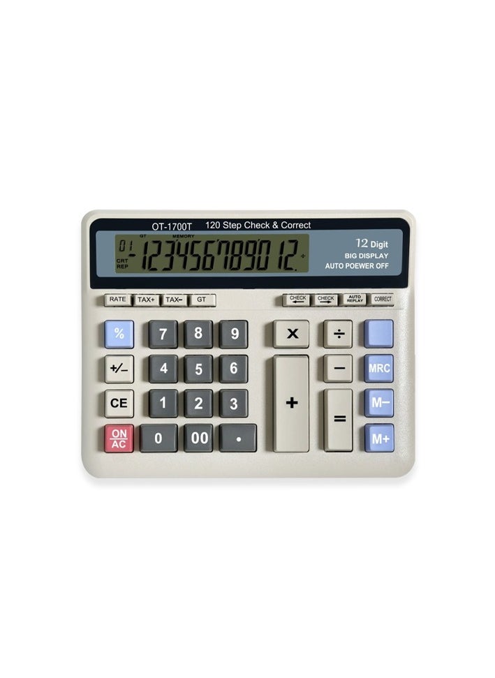 Orpat Check and Correct Desktop Calculators OT-1700 T-Grey  - Image 1