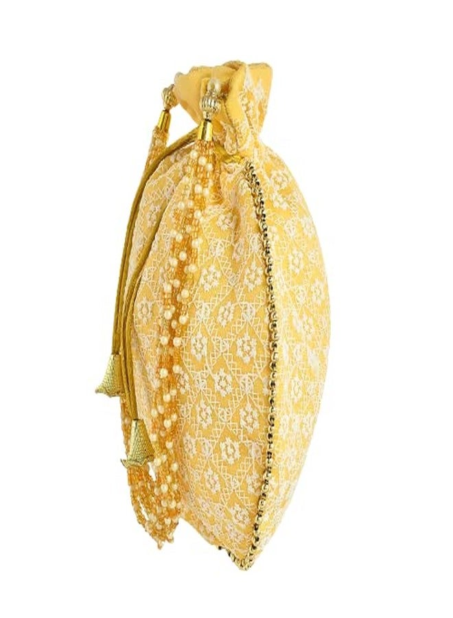 STLYZ Lucknowi Embroidered Potli Bag For Women, Handmade Traditional Potli Handbag Wristlets Ethnic Bridal Potli Batwa Bag For Ladies For Wedding Return Gifts (LucknowiPotli_Packof3) - Image 3