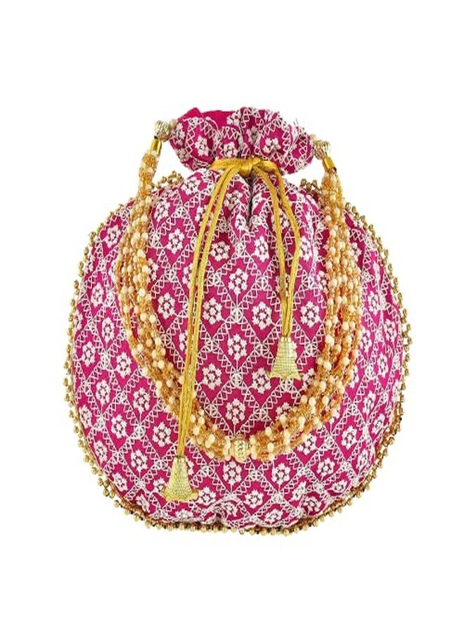 STLYZ Lucknowi Embroidered Potli Bag For Women, Handmade Traditional Potli Handbag Wristlets Ethnic Bridal Potli Batwa Bag For Ladies For Wedding Return Gifts (LucknowiPotli_Packof3) - Image 5
