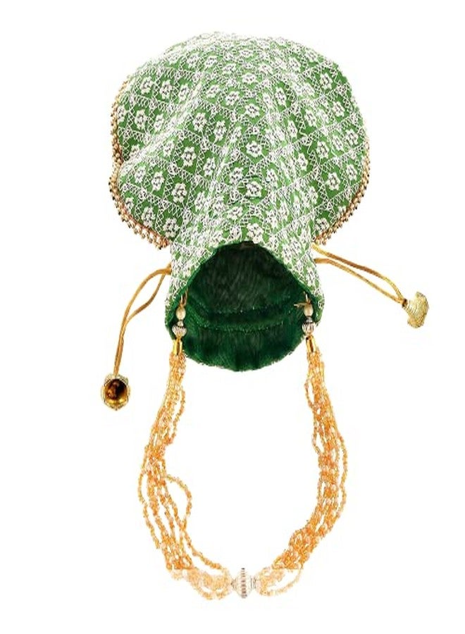 STLYZ Lucknowi Embroidered Potli Bag For Women, Handmade Traditional Potli Handbag Wristlets Ethnic Bridal Potli Batwa Bag For Ladies For Wedding Return Gifts (LucknowiPotli_Packof3) - Image 4