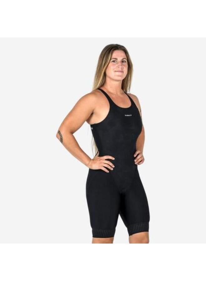 نابايجي مايوه سباحة قطعة واحدة بشورت للنساء - 500 Kamyleon أسود - Image 1