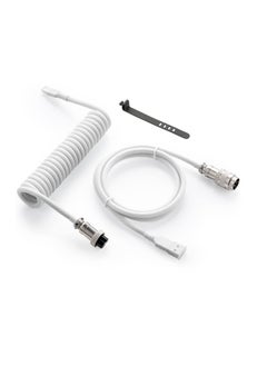 Milatech Milatech Custom Coiled USB C Cable for Gaming Keyboard, Double-Sleeved Mechanical Keyboard Cable with Detachable Metal Aviator, 1.5M USB-C to USB-A, White Color  - Image 1