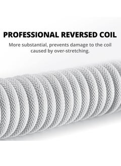 Milatech Milatech Custom Coiled USB C Cable for Gaming Keyboard, Double-Sleeved Mechanical Keyboard Cable with Detachable Metal Aviator, 1.5M USB-C to USB-A, White Color  - Image 2